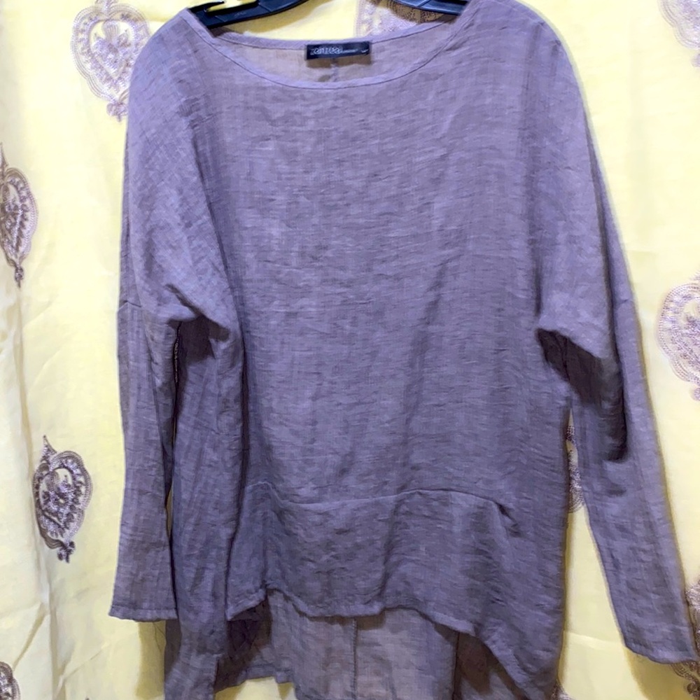 ZANZEA Collection GREY SCOOP NK SHEER TUNIC SZ M SIDE SPLITS, NO FABRIC TAGS